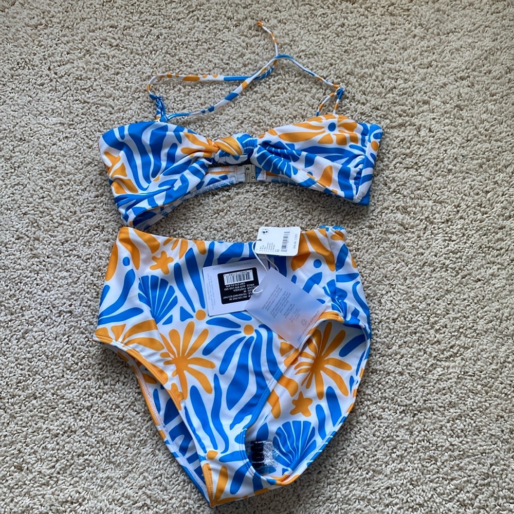 Brand new blue and orange Free People high waisted bikini